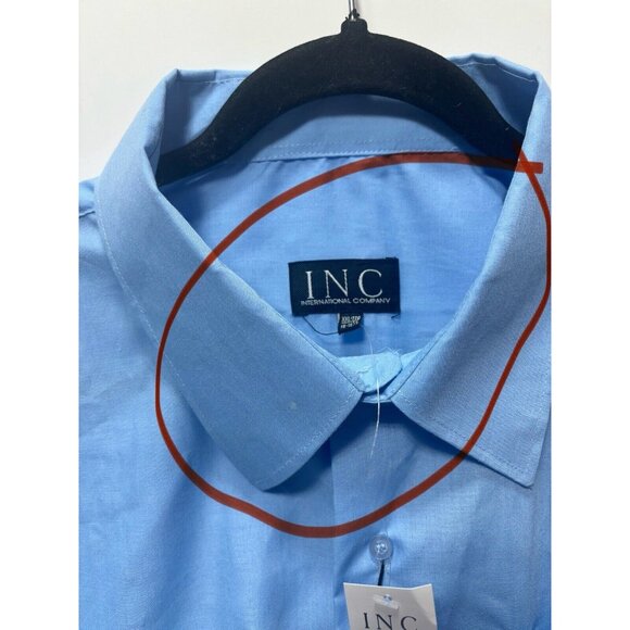 Big and Tall Dress Shirt Blue Mens Button Up Collared Top INC Size XXL,New as Is - Picture 5 of 11